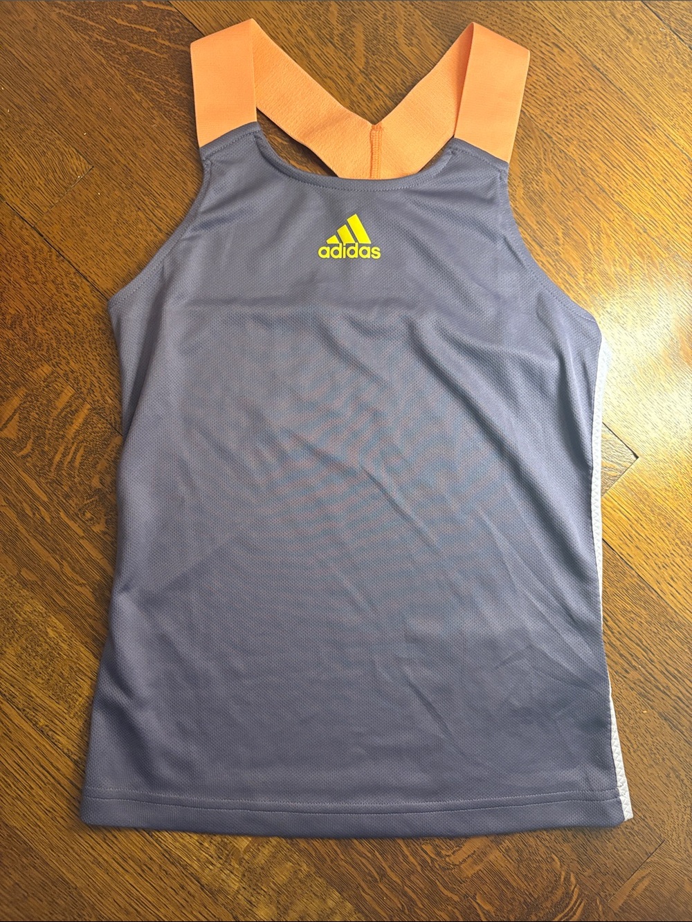 adidas Purple Athletic Tank with Orange Straps and Yellow Logo
